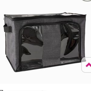 Thirty-One Double Zip Storage Bin - Charcoal Crosshatch
